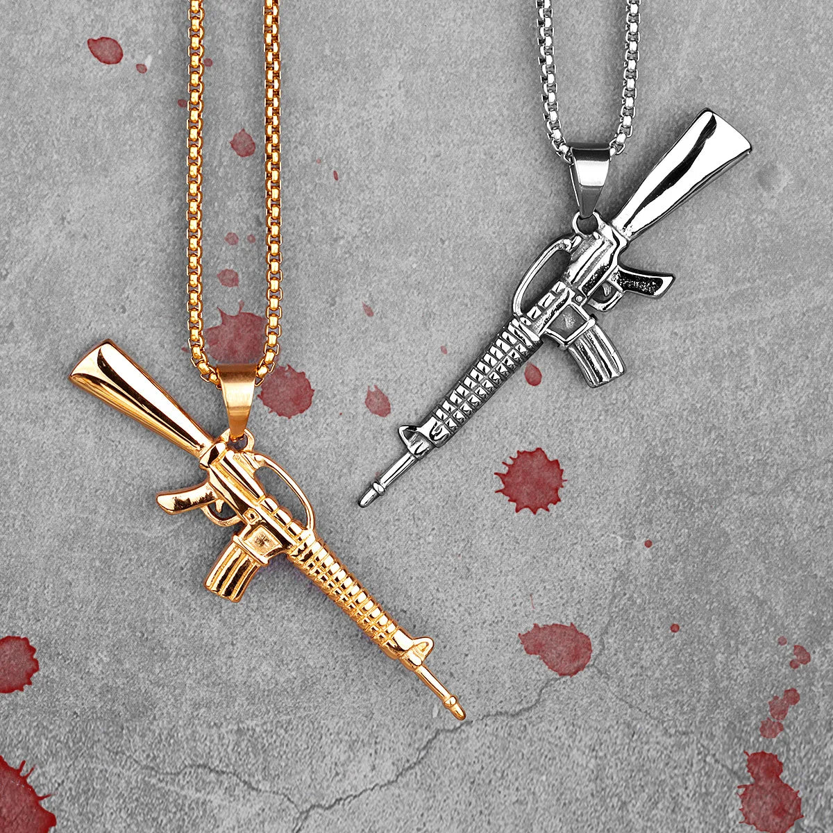 Machine Gun M16 Mens Long Necklaces Pendants Chain Punk Hip Hop for Boy Male Stainless Steel Jewelry Creativity Gift Wholesale