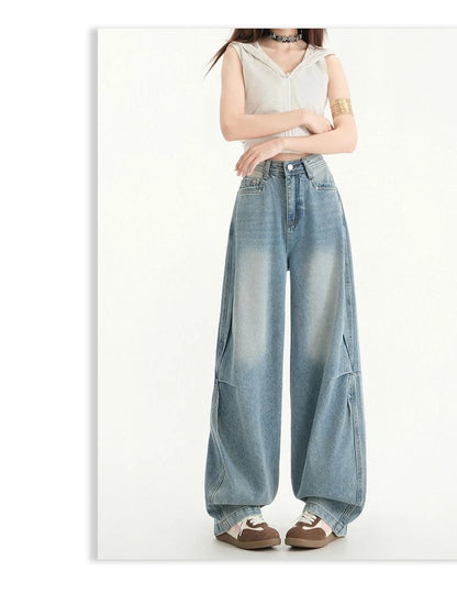 FINEWORDS Retro High Waist Casual Wide Leg Jeans Women Korean Streetwear Easymatch Jeans Easymatch Highstreet Baggy Jeans