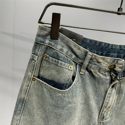 American Streetwear Baggy Jeans For Mens Clothing Vintage Distressed Gray Denim Pants Harajuku Casual Skateboard Pants Male