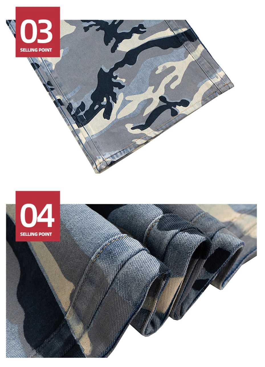 Camouflage Baggy Jeans Men Wide Leg Loose Casual Denim Pants Streetwear Harajuku Hip Hop Jeans Trousers