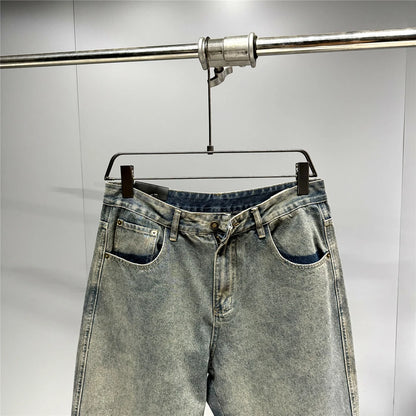 American Streetwear Baggy Jeans For Mens Clothing Vintage Distressed Gray Denim Pants Harajuku Casual Skateboard Pants Male