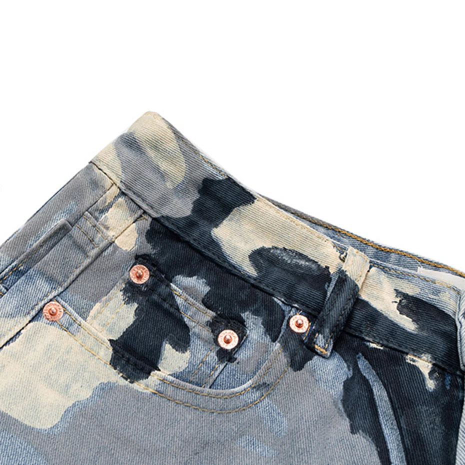 Camouflage Baggy Jeans Men Wide Leg Loose Casual Denim Pants Streetwear Harajuku Hip Hop Jeans Trousers