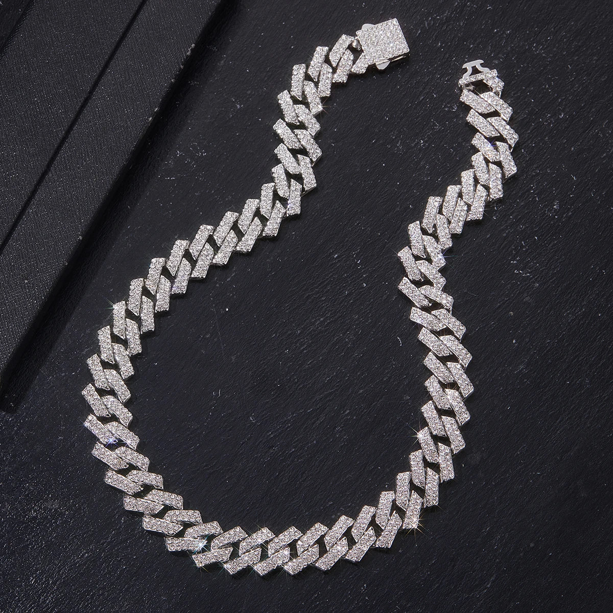 Mens Cuban Link Chain Miami Cuban Necklace 18K Gold Silver Chain Diamond Cut Chains for Men Women 15mm Iced Out Hip Hop Jewelry