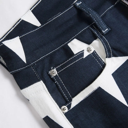 Kakan-y2k New Men's Printed Pattern Jeans, Baggy Jeans Go Out Light Luxury Long Jeans