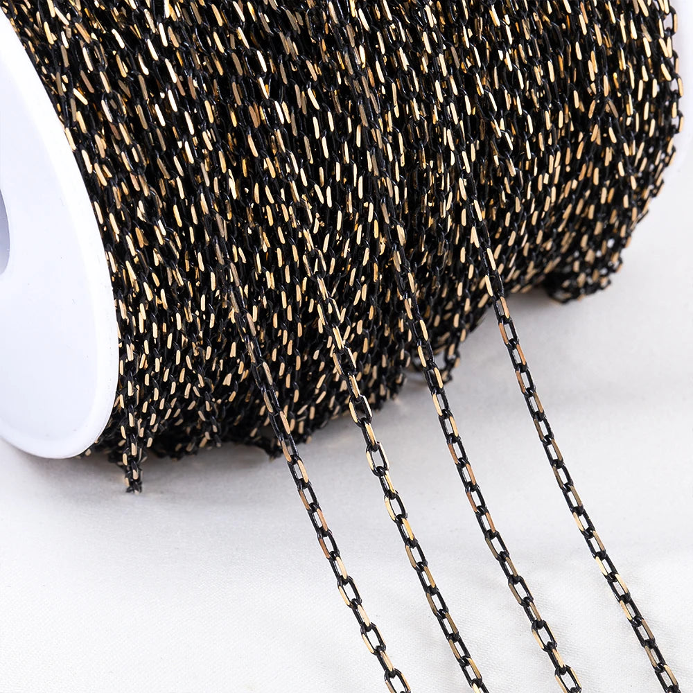 2M 1M Slim Frame Black and Gold Connection Chain for DIY Bracelet Necklace Eyewear Decorative Chain Jewelry Making Accessories