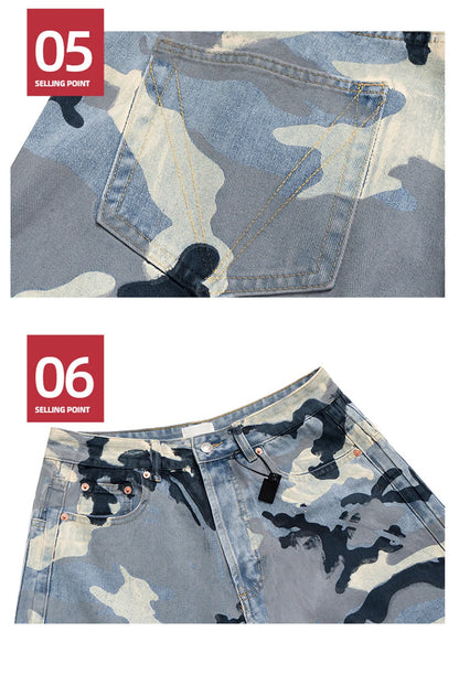 Camouflage Baggy Jeans Men Wide Leg Loose Casual Denim Pants Streetwear Harajuku Hip Hop Jeans Trousers