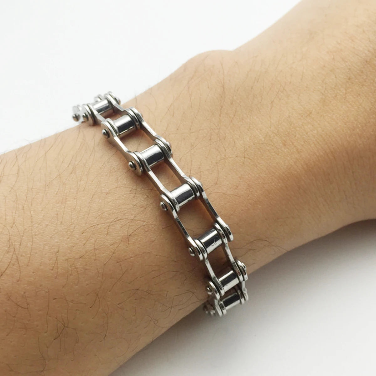 Mens Stainless Steel Biker Chain Bracelet Punk Bangles Motorcycle Bicycle Style Link Chain Fashion Jewelry