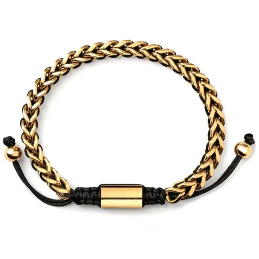 Mens Hand-Woven Chains Bracelet Adjustable Franco Macrame Braided men bracelet Women  Jewelry Stainless Steel Chains Bracelet