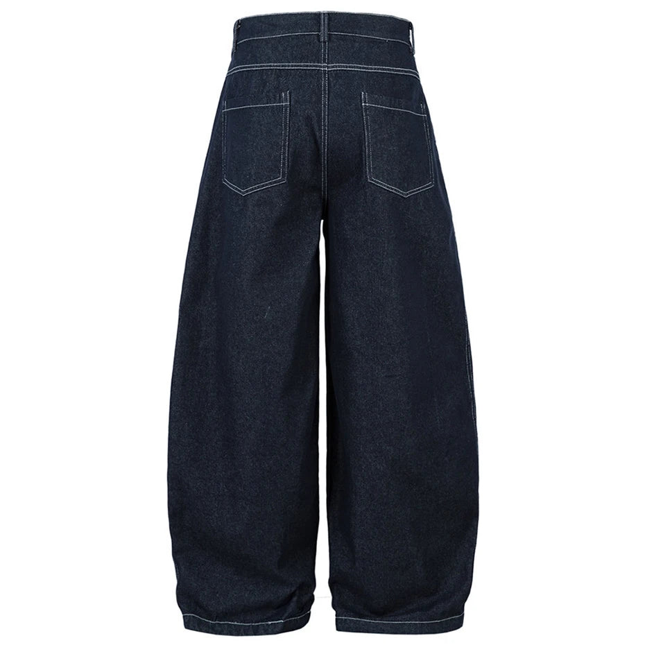 Pleated Baggy Jeans Men Loose Wide Leg Jeans Trousers Streetwear Harajuku Hip Hop Jeans Denim Pants