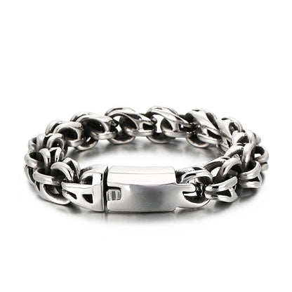 Twisted Link Chain Men Bracelet Mens 9 Inches Stainless Steel Hand Geometry Chain Armband Biker Hip Hop Bracelet Jewelry