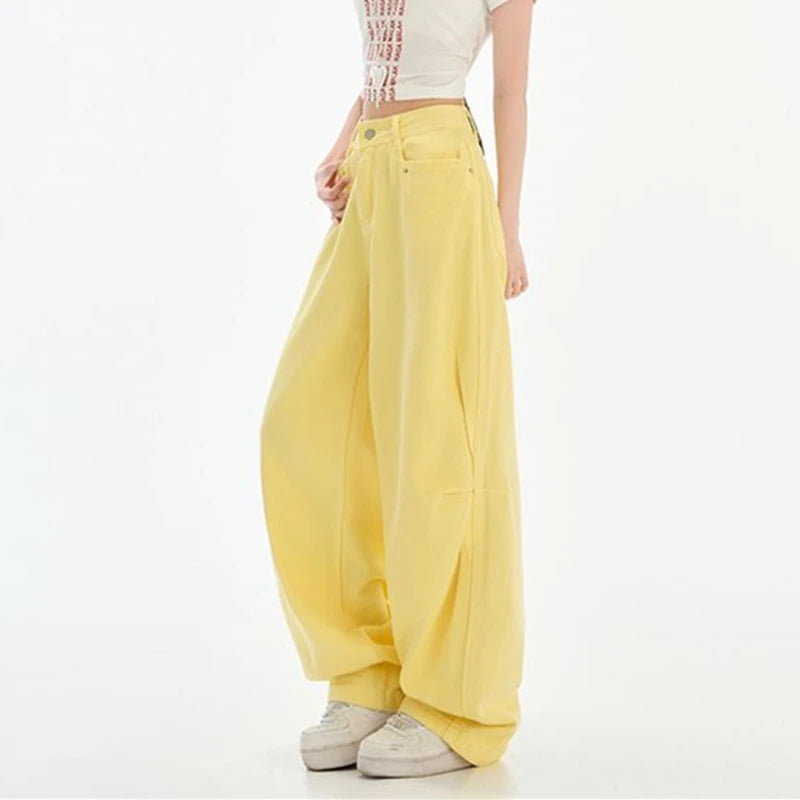 FINEWORDS Retro High Waist Casual Wide Leg Jeans Women Korean Streetwear Easymatch Jeans Easymatch Highstreet Baggy Jeans