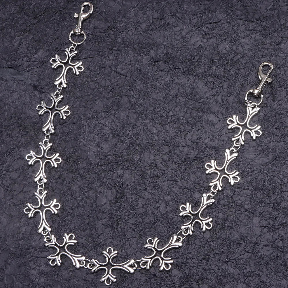 European and American metal chain jeans chain men's hip-hop high-end cross-border men's cross waist chain jeans chain