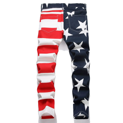 Kakan-y2k New Men's Printed Pattern Jeans, Baggy Jeans Go Out Light Luxury Long Jeans