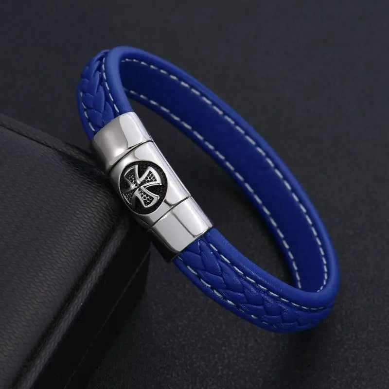 New Fashion Unique Cross Chain Link Men Women Charm Leather Bracelets Charm Sporty Bangles Jewelry Gift Pulsera