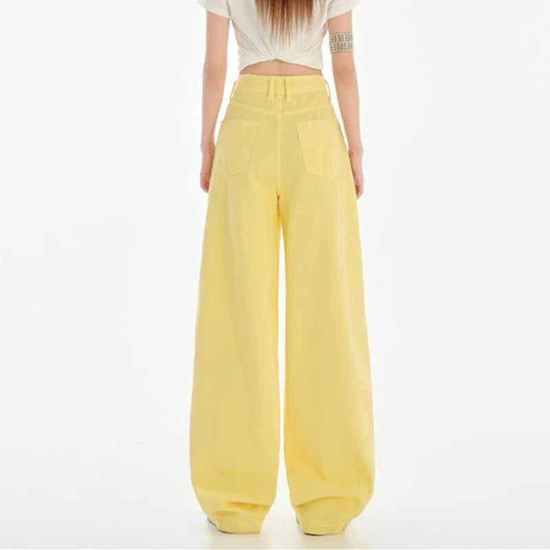 FINEWORDS Retro High Waist Casual Wide Leg Jeans Women Korean Streetwear Easymatch Jeans Easymatch Highstreet Baggy Jeans