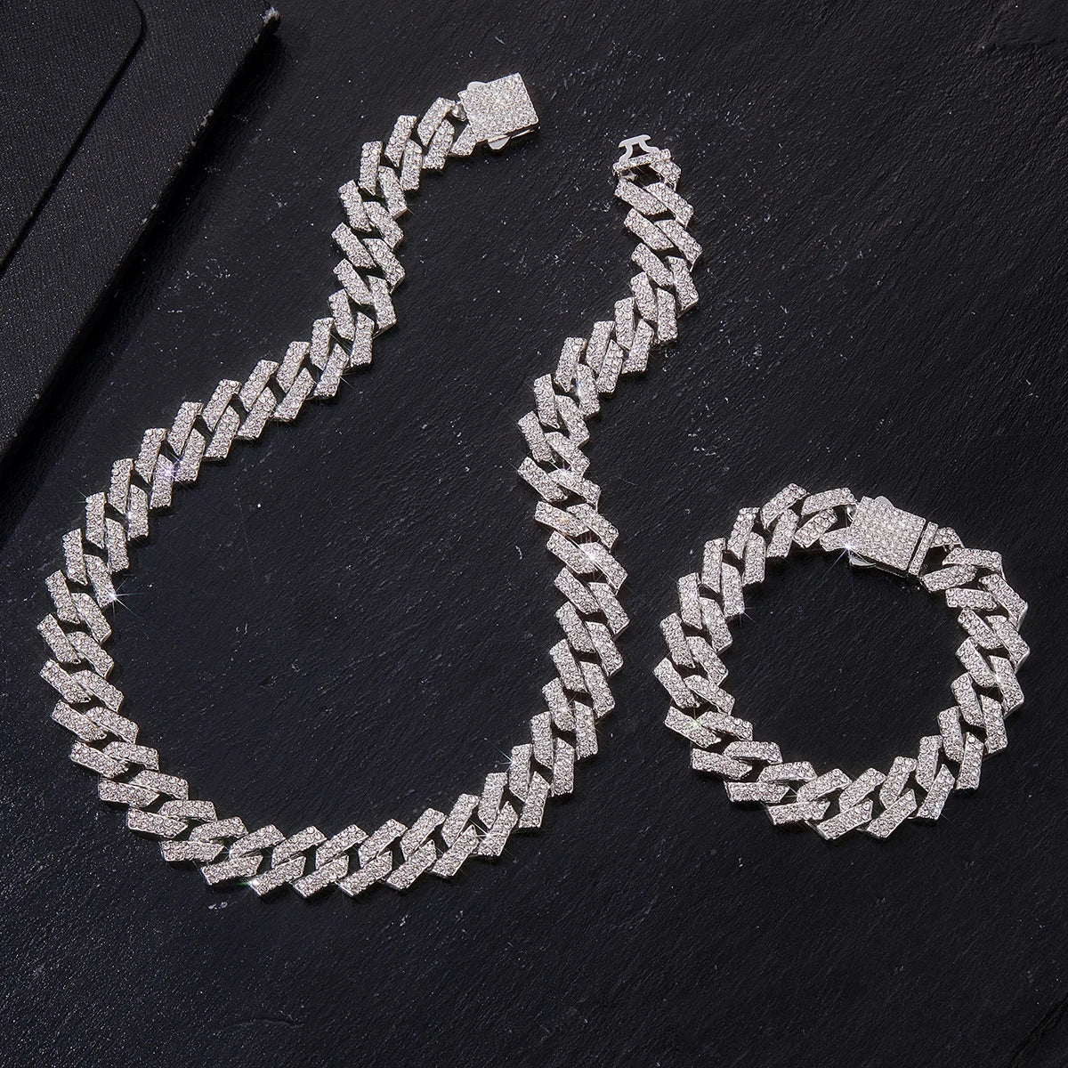 Mens Cuban Link Chain Miami Cuban Necklace 18K Gold Silver Chain Diamond Cut Chains for Men Women 15mm Iced Out Hip Hop Jewelry
