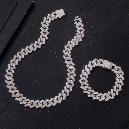 Mens Cuban Link Chain Miami Cuban Necklace 18K Gold Silver Chain Diamond Cut Chains for Men Women 15mm Iced Out Hip Hop Jewelry