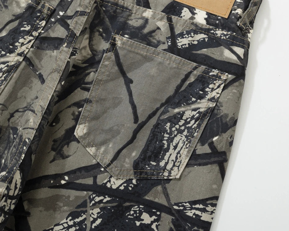 Twigs Graphic Jeans Vintage Loose Straight Denim Pants Men Streetwear Harajuku Hip Hop Baggy Jeans