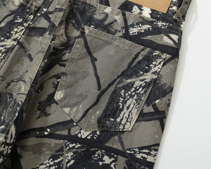 Twigs Graphic Jeans Vintage Loose Straight Denim Pants Men Streetwear Harajuku Hip Hop Baggy Jeans