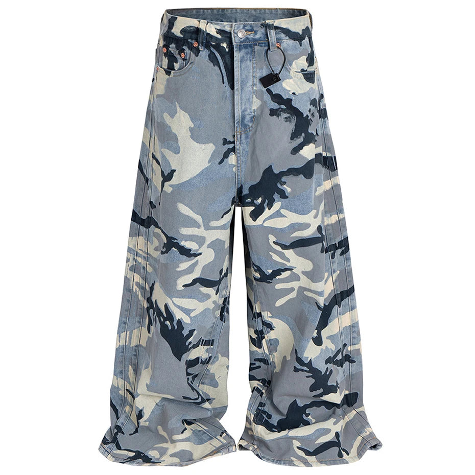 Camouflage Baggy Jeans Men Wide Leg Loose Casual Denim Pants Streetwear Harajuku Hip Hop Jeans Trousers