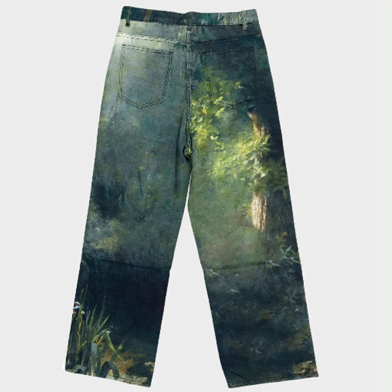 Kakan-y2k New Men's Printed Jeans, Baggy Jeans AC Style 3D Digital Printed Pattern Jeans