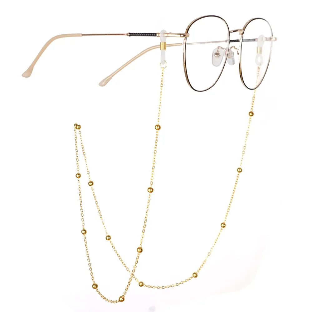 Metal Men Women Eyeglass Chains Sunglasses Reading Beaded Glasses Chain Eyewears Cord Strap Rope Female Glasses Chain